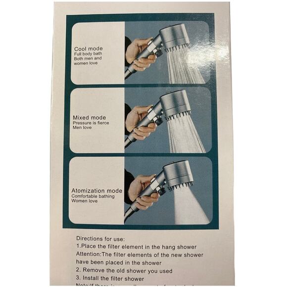 2 Turbocharged Shower Head Hand-held Spray 3 Mode Combo includes filters - A1080 - Picture 9 of 11
